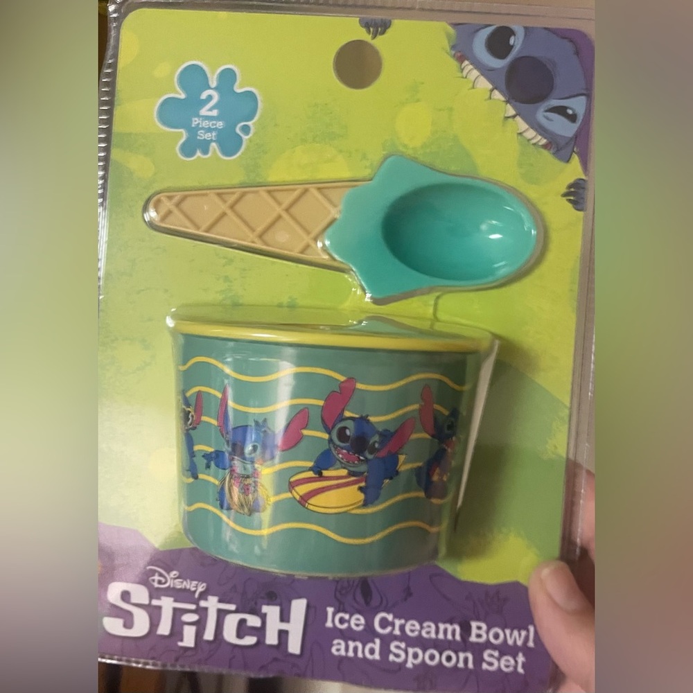 Disney Teal Stitch Ice Cream Bowl and Spoon Set